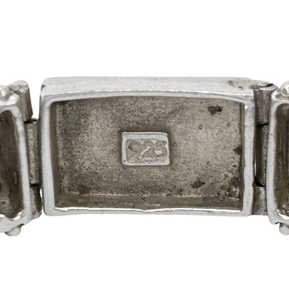 Vintage Sterling Silver 925 Scrollwork Blue Magnesite Link Bracelet 7.25" - Picture 4 of 7